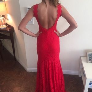 Long formal red lacy dress!
